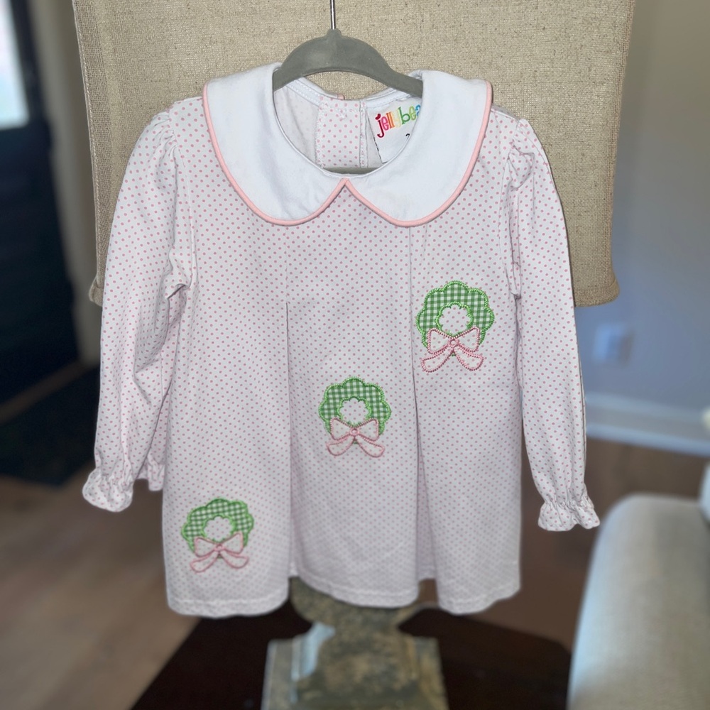 Jelly Bean Christmas Wreath Top - 2T